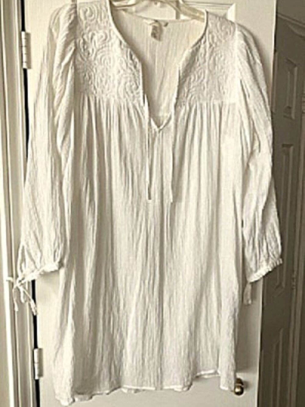 White H&M Cotton-Linen Beach Coverup Women's XL
